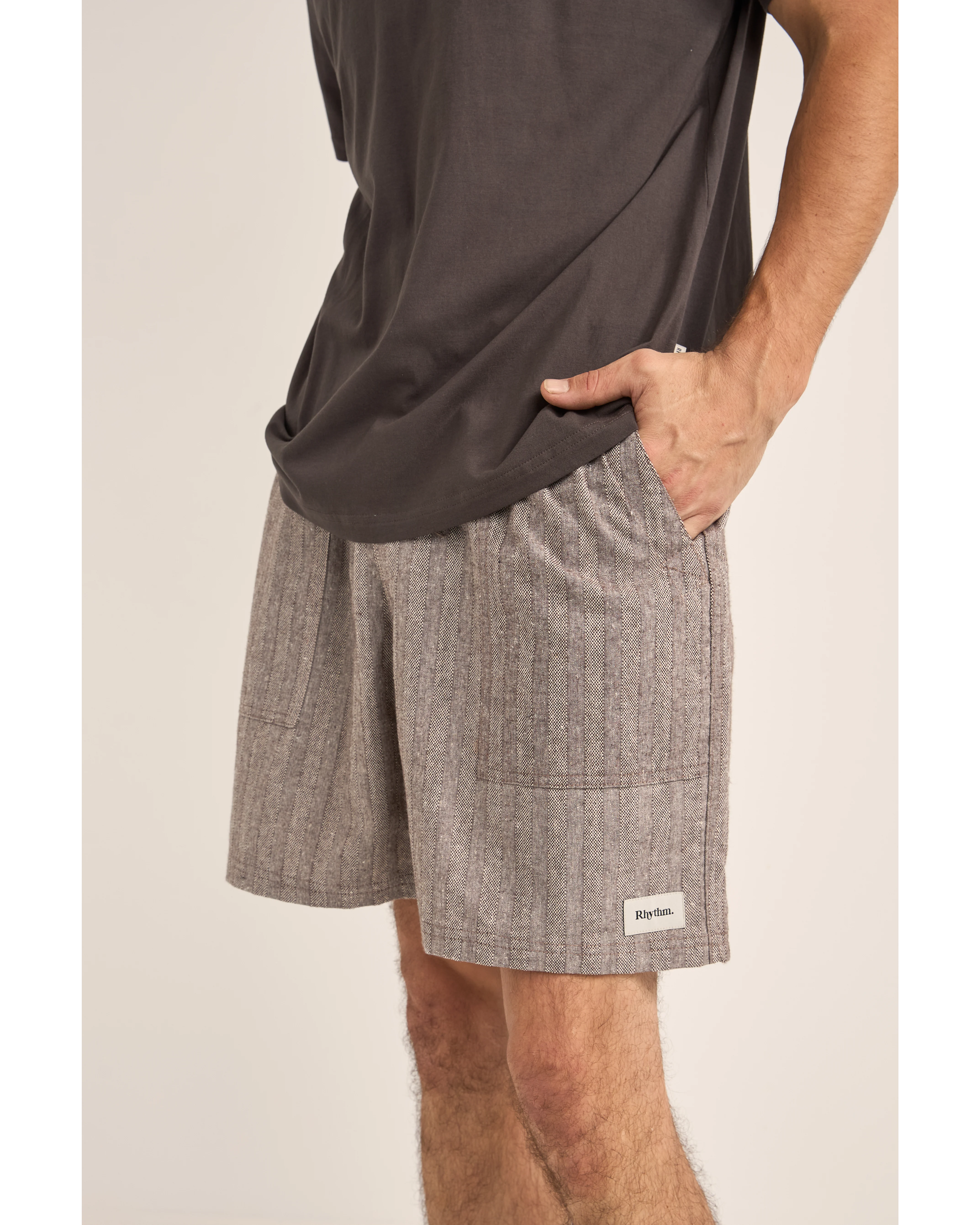 Rhythm Linen Stripe Fatigue Jam Shorts