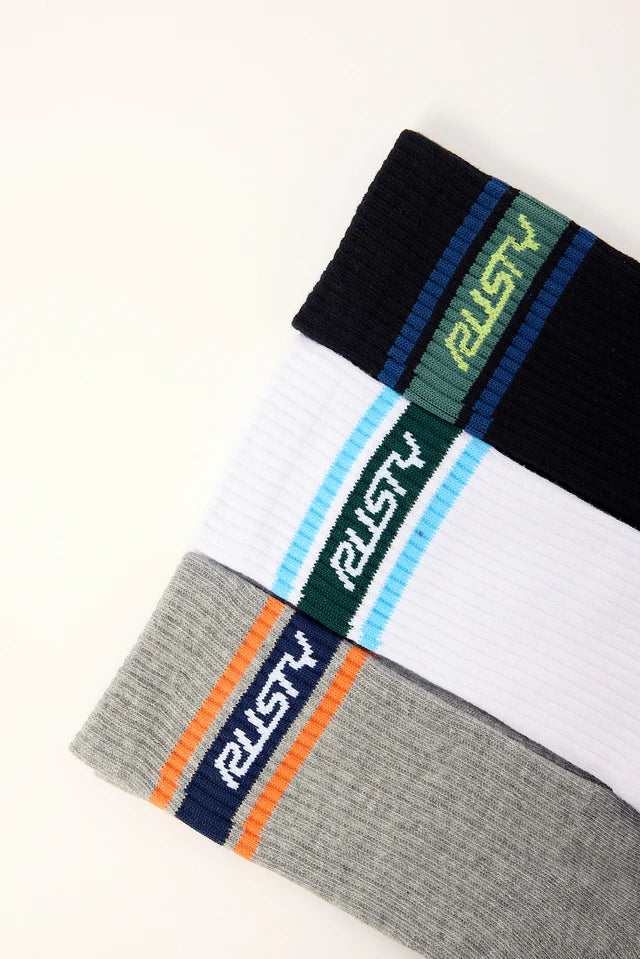 Rusty Pit Crew Mid Calf Socks 3 Packs