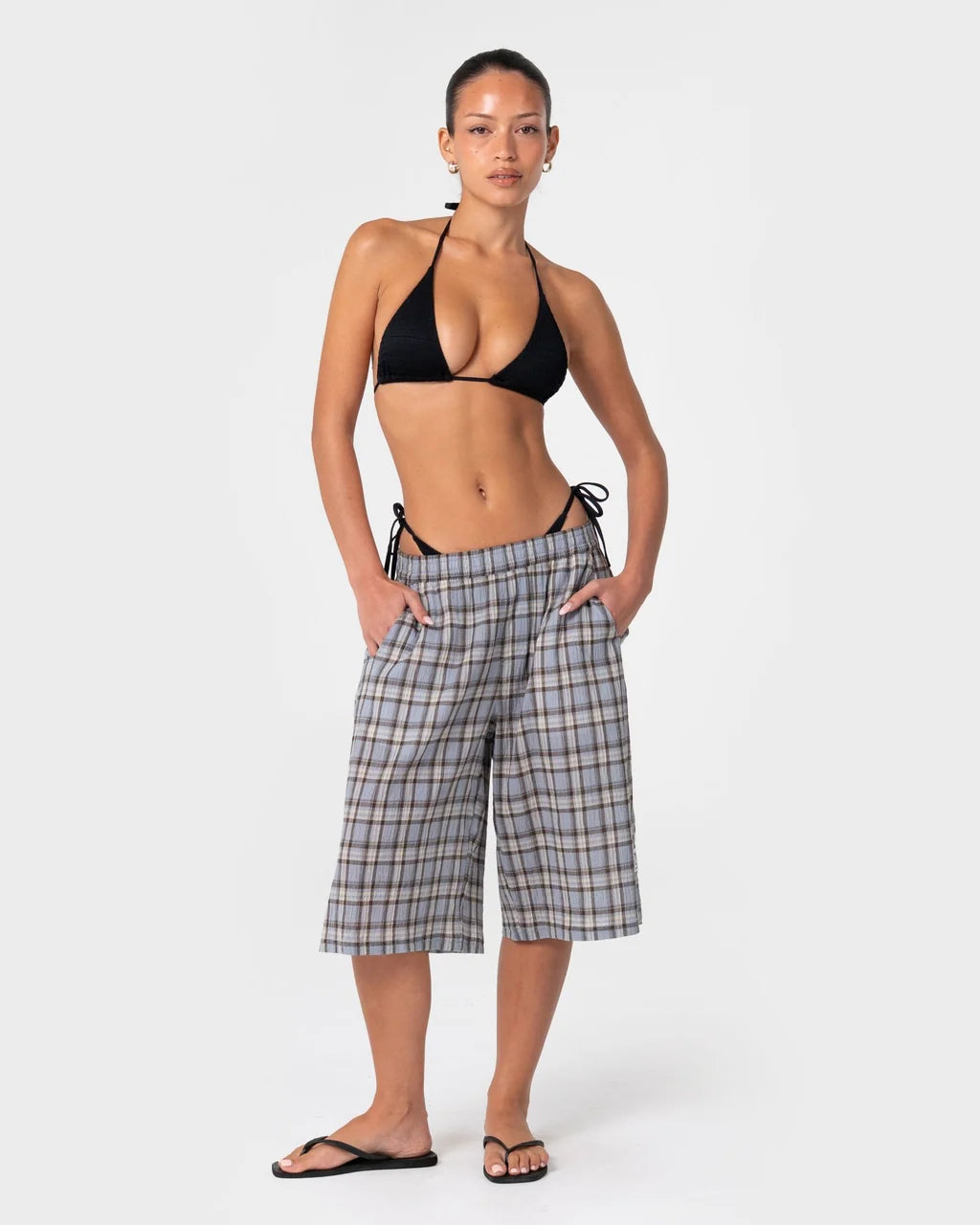 Rusty Mik Check Elastic Shorts