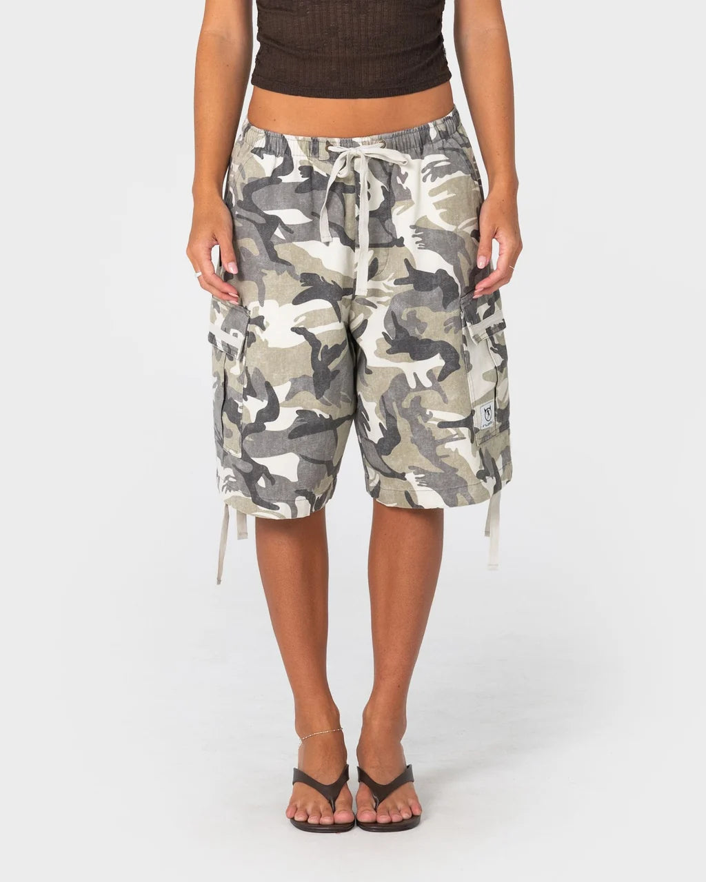 Rusty River Camo Low Rise Baggy Cargo Shorts
