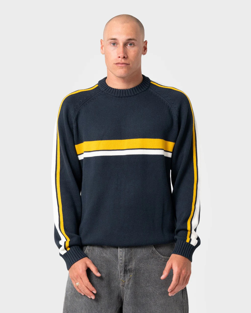 Rusty White Lines 2.0 Knitted Crews