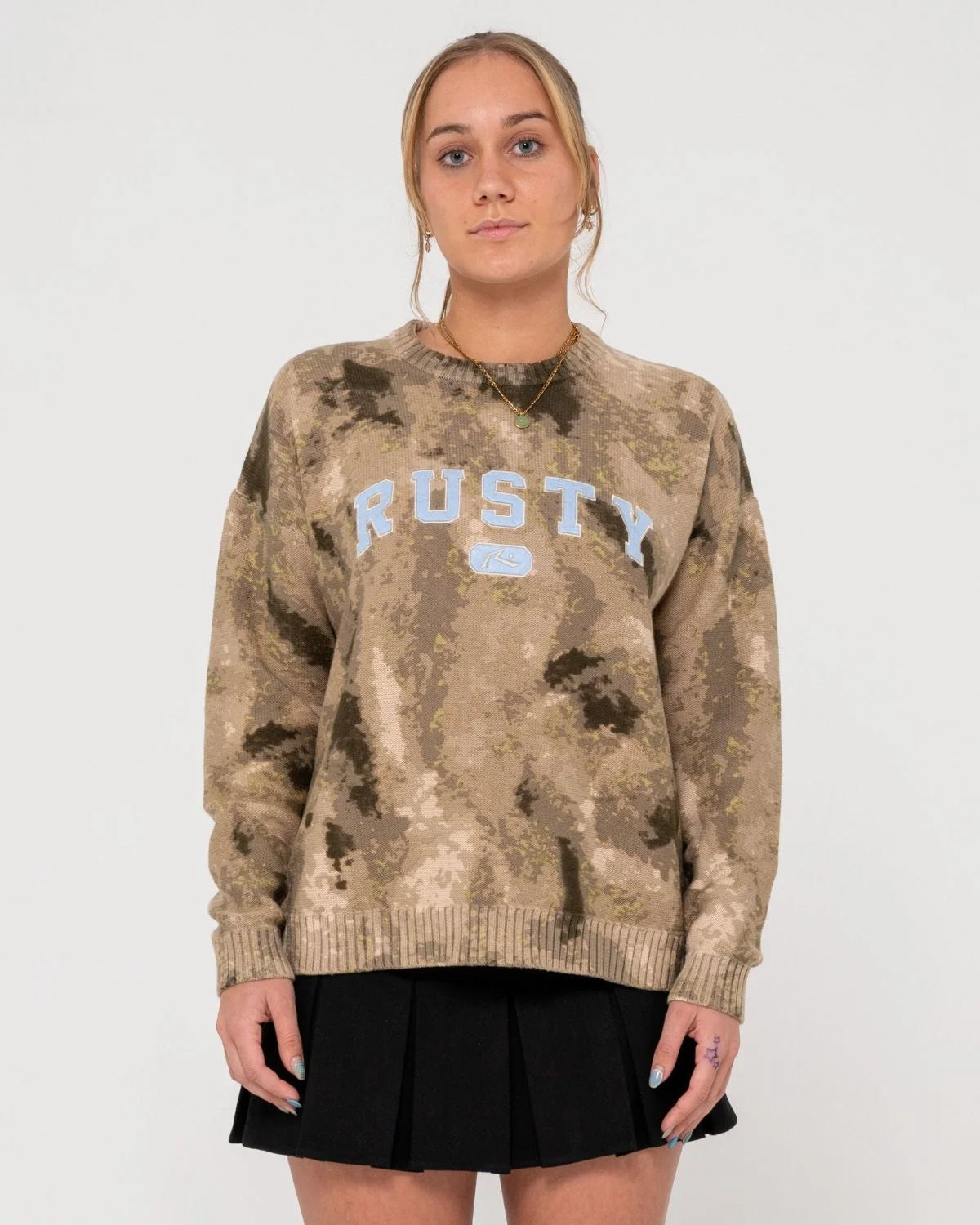 Rusty Camoozy Knitted Crew Neck Sweaters
