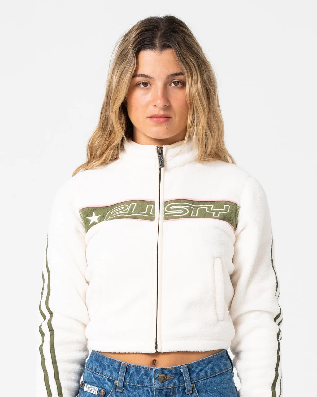 Rusty Freeway Crop Zip Through Polar Fleeces