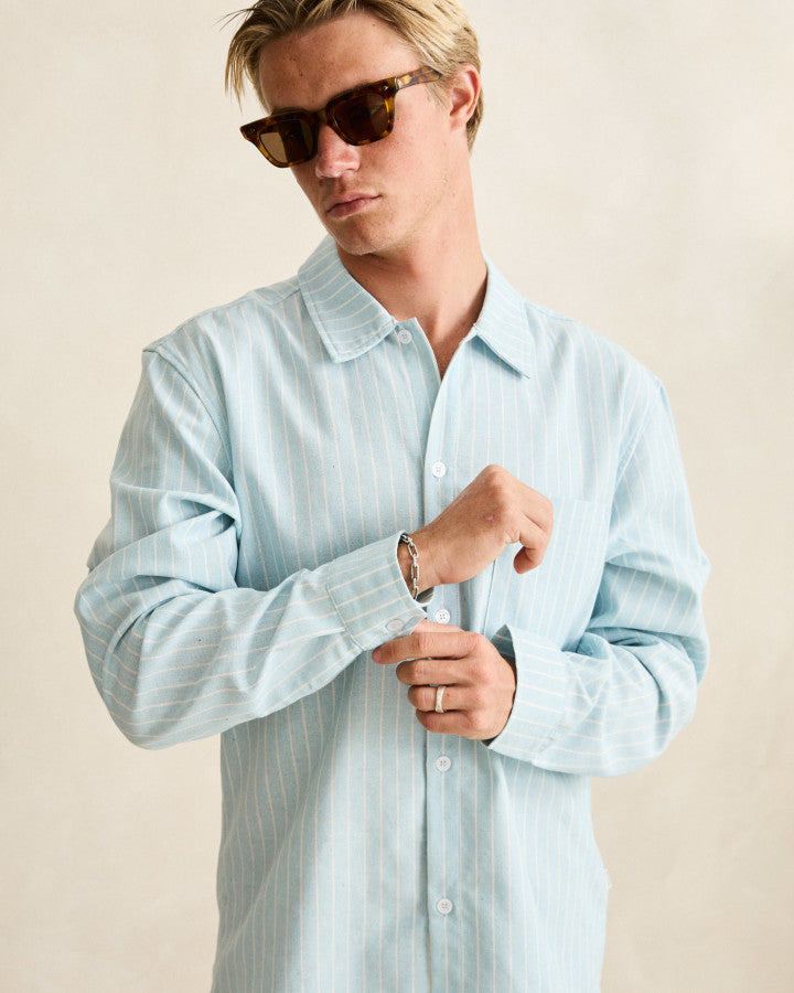 Rhythm Linen Pin Stripe LS Shirts