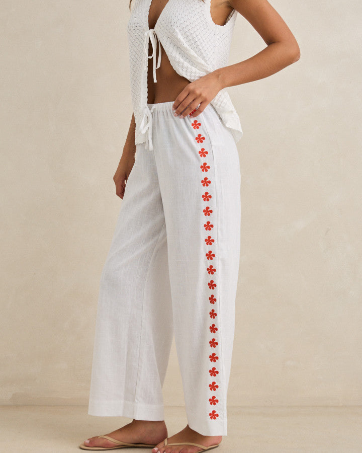 Rhythm Melia Floral Embroidered Beach Pants
