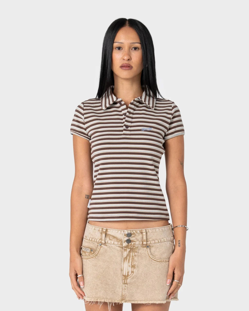 Rusty Peta Stripe Polo Baby Tees