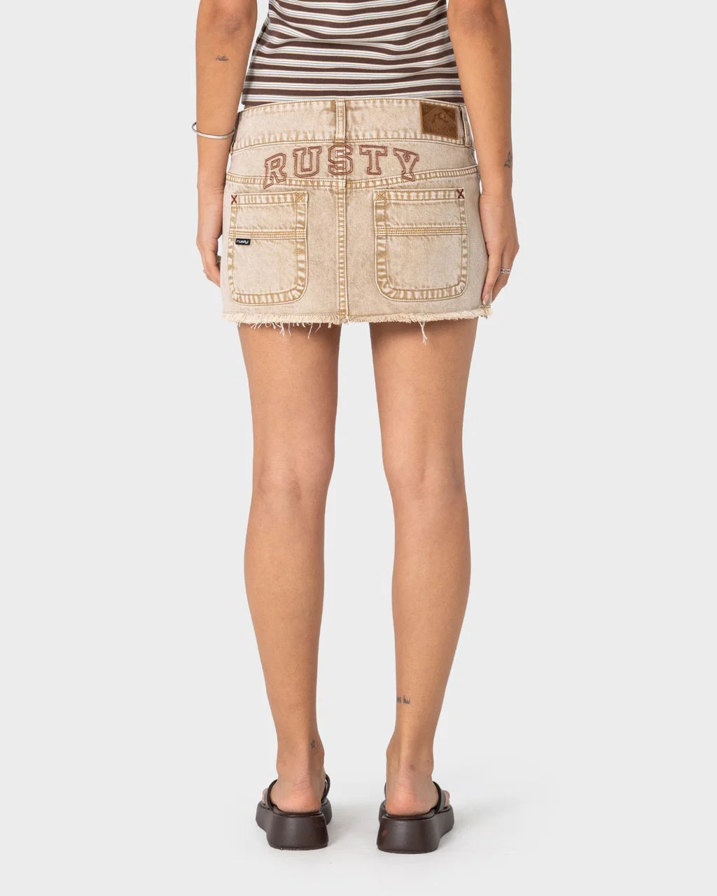Rusty Roxxy Coffee Micro Mini Skirts