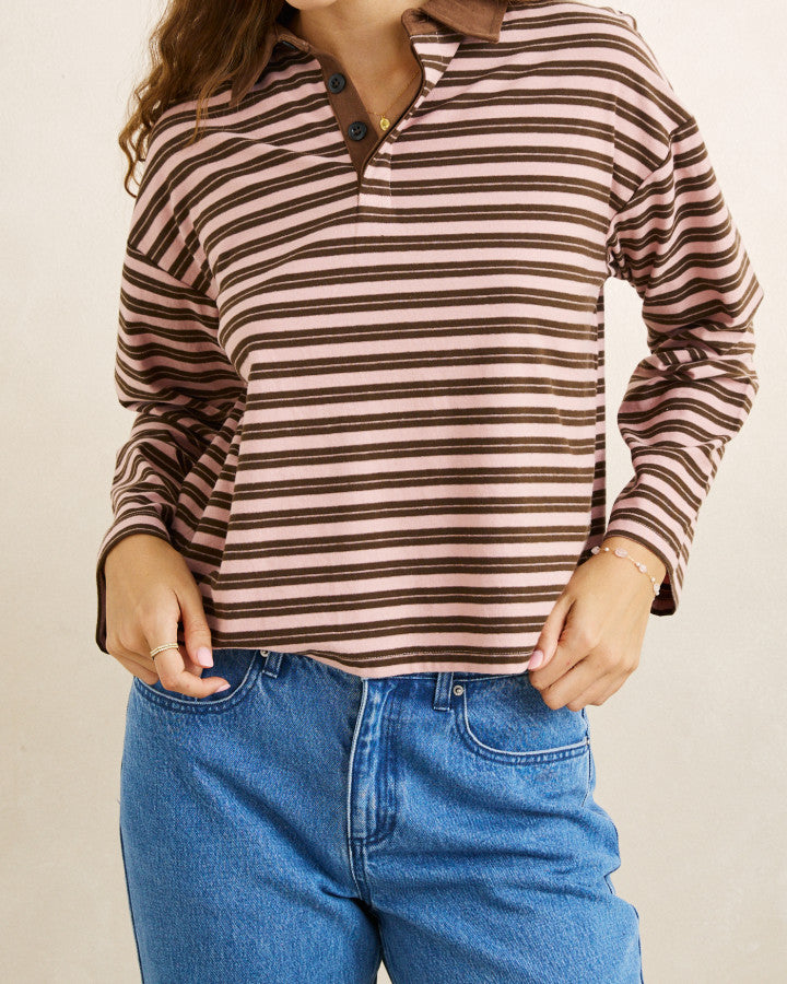 Rhythm Rugby Polo Jersey Stripe Long Sleeve Tops
