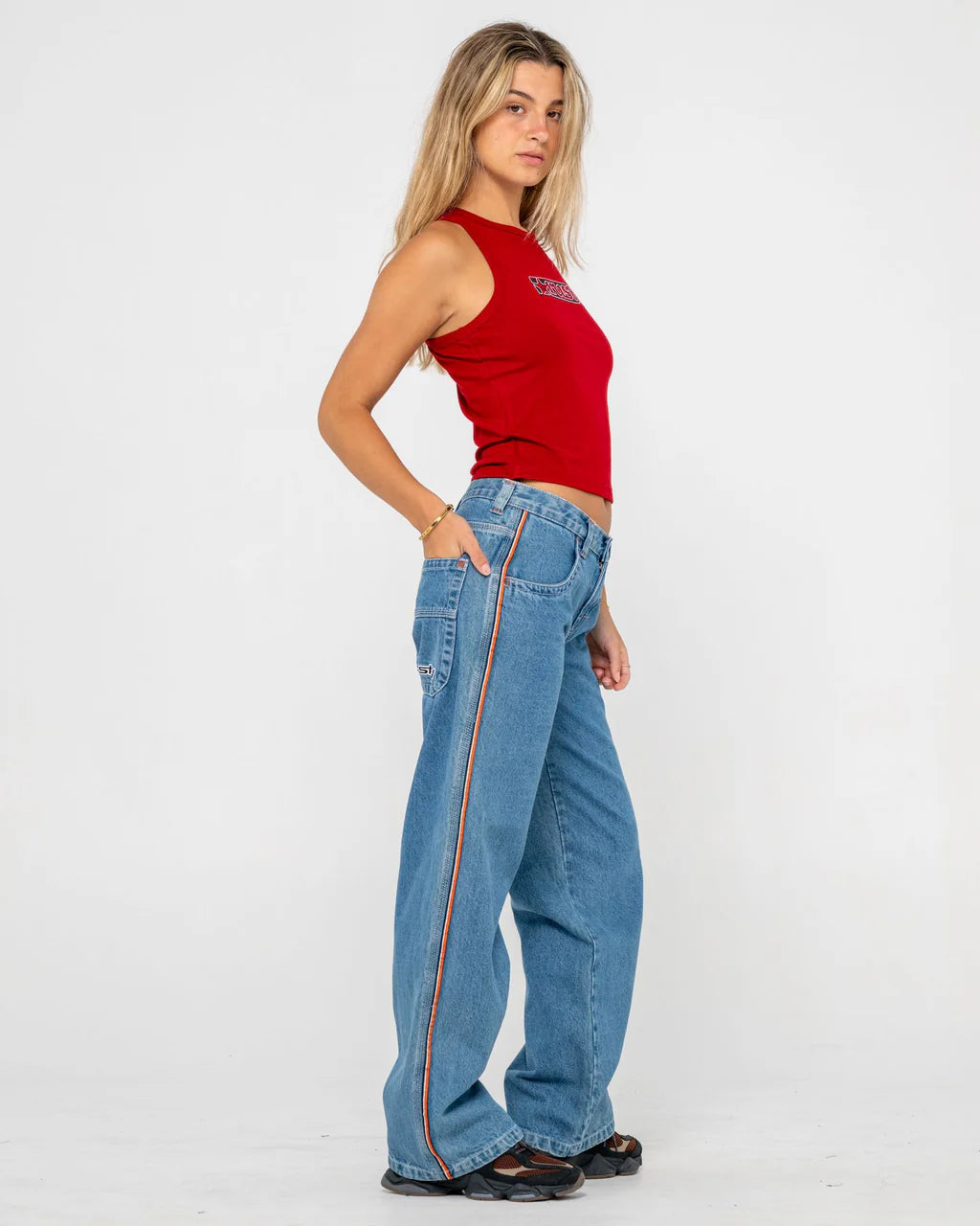 Rusty Flip Mommy Low Rise Wide Leg Denim Jeans
