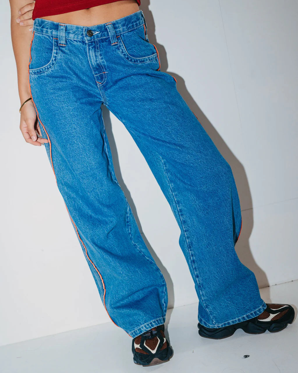 Rusty Flip Mommy Low Rise Wide Leg Denim Jeans