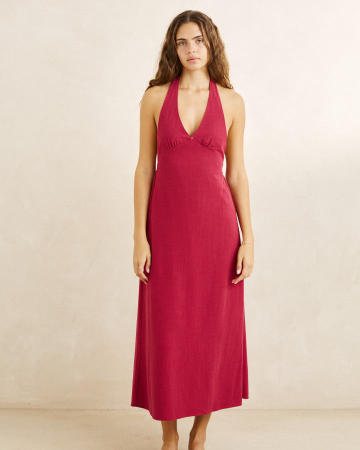 Rhythm Sunny Days Linen Halter-Neck Maxi Dresses